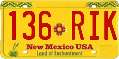 NM license plate 136RIK
