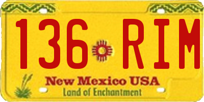 NM license plate 136RIM