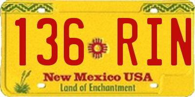 NM license plate 136RIN