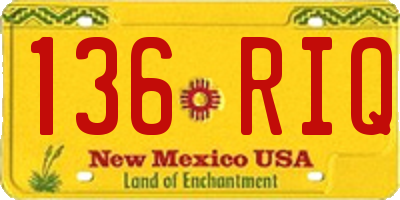 NM license plate 136RIQ