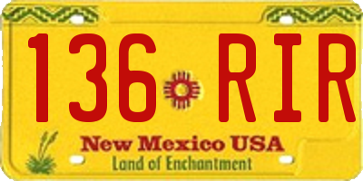 NM license plate 136RIR