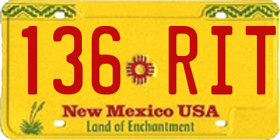 NM license plate 136RIT