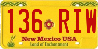 NM license plate 136RIW