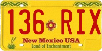 NM license plate 136RIX