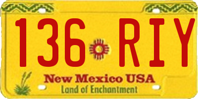 NM license plate 136RIY