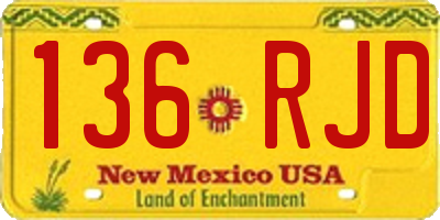 NM license plate 136RJD