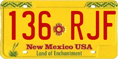 NM license plate 136RJF