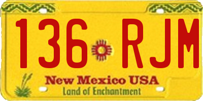 NM license plate 136RJM