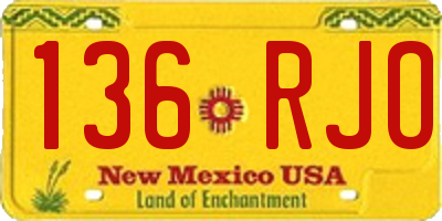 NM license plate 136RJO