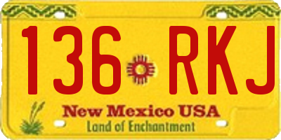 NM license plate 136RKJ