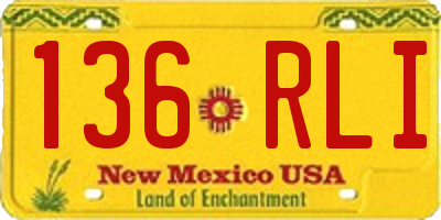 NM license plate 136RLI