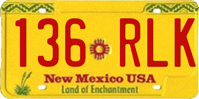 NM license plate 136RLK