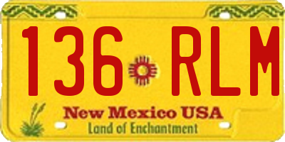 NM license plate 136RLM