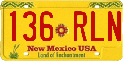 NM license plate 136RLN