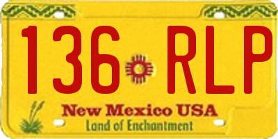 NM license plate 136RLP