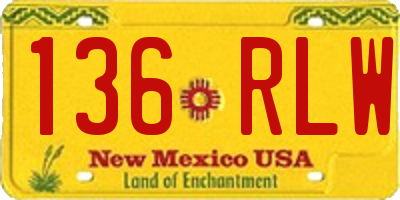 NM license plate 136RLW