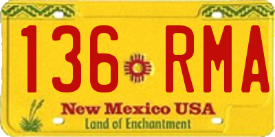 NM license plate 136RMA