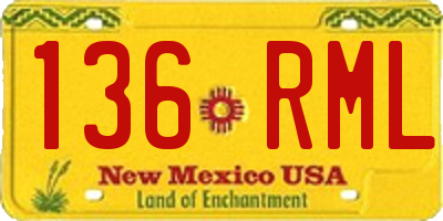 NM license plate 136RML
