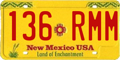 NM license plate 136RMM