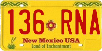 NM license plate 136RNA