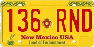 NM license plate 136RND