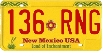 NM license plate 136RNG