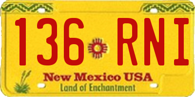NM license plate 136RNI