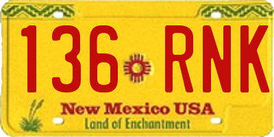 NM license plate 136RNK