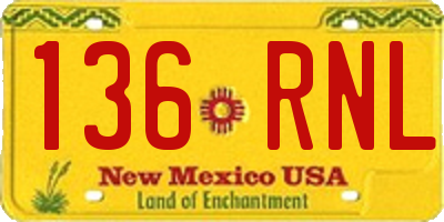 NM license plate 136RNL