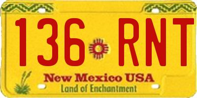 NM license plate 136RNT