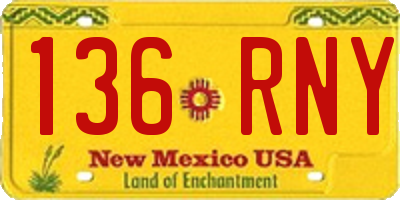 NM license plate 136RNY
