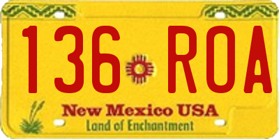 NM license plate 136ROA