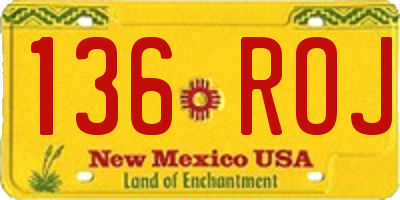 NM license plate 136ROJ
