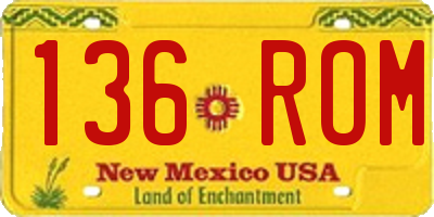 NM license plate 136ROM