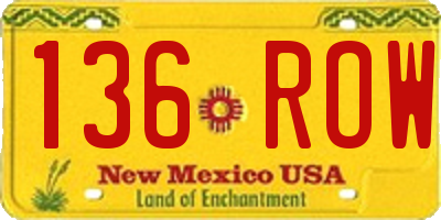 NM license plate 136ROW