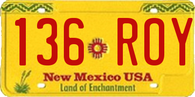 NM license plate 136ROY