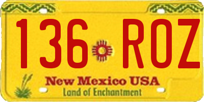 NM license plate 136ROZ