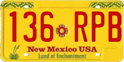 NM license plate 136RPB