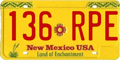 NM license plate 136RPE