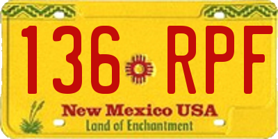 NM license plate 136RPF