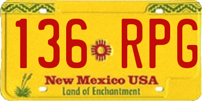 NM license plate 136RPG