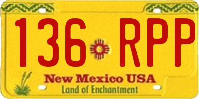 NM license plate 136RPP