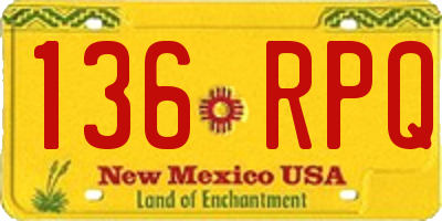 NM license plate 136RPQ