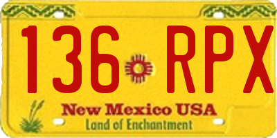 NM license plate 136RPX