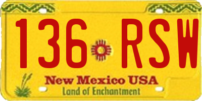 NM license plate 136RSW