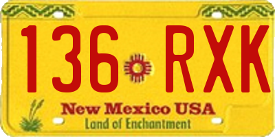 NM license plate 136RXK