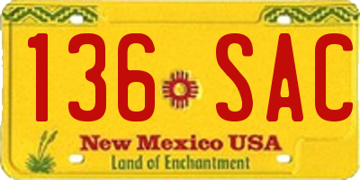 NM license plate 136SAC