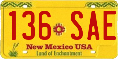 NM license plate 136SAE