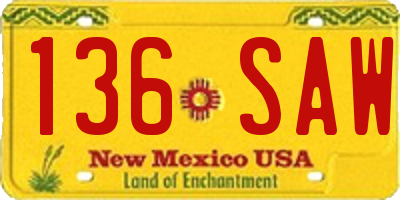 NM license plate 136SAW