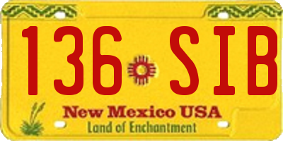 NM license plate 136SIB